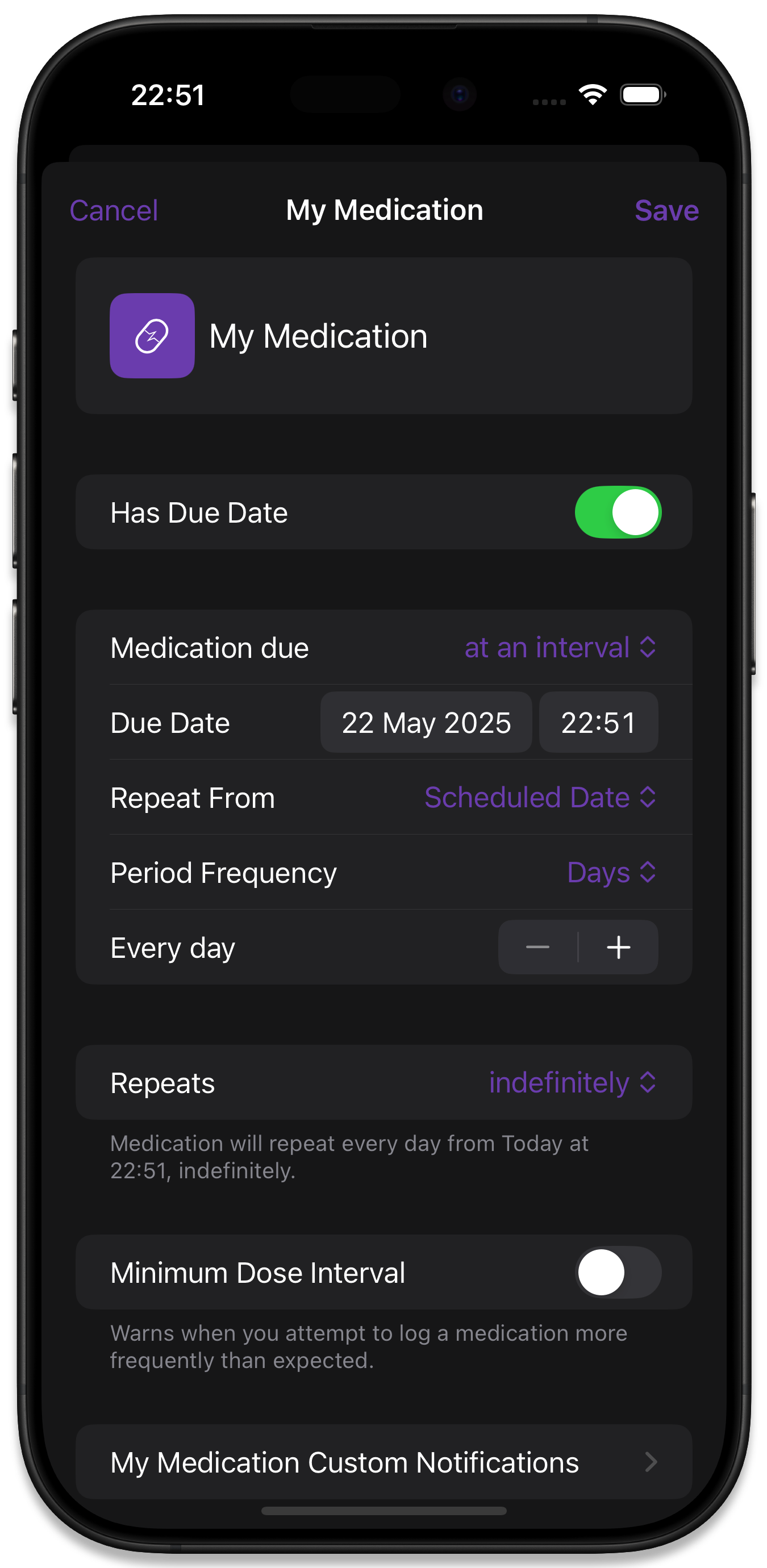A medication due at an interval