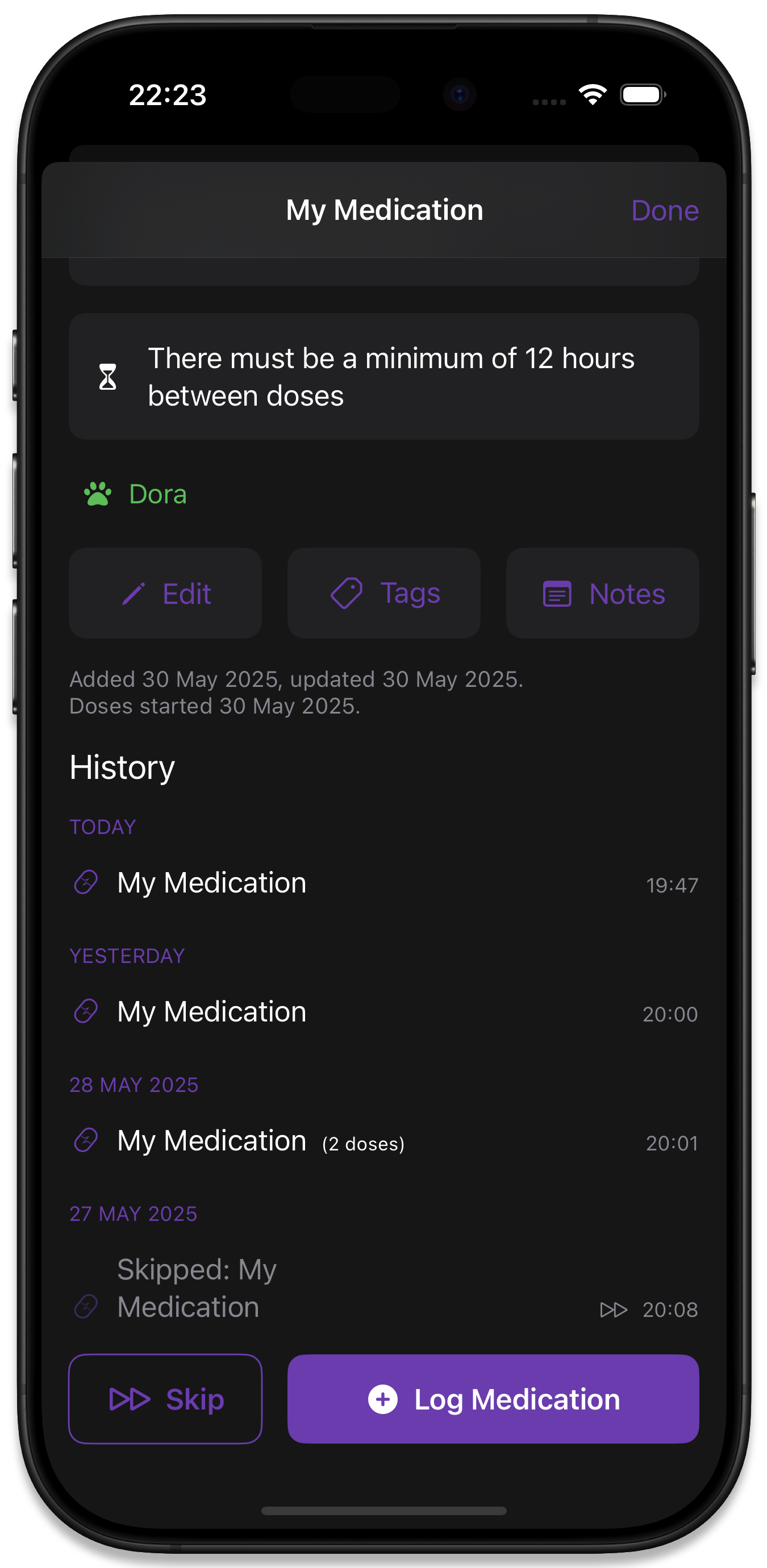 Medication Details History