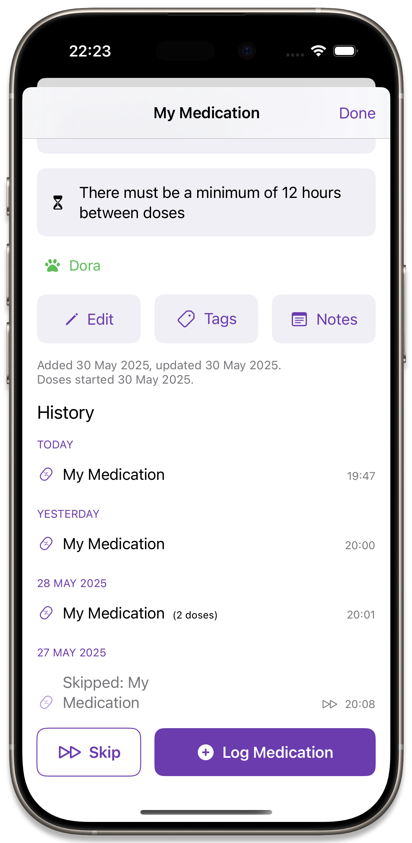 Medication Details History
