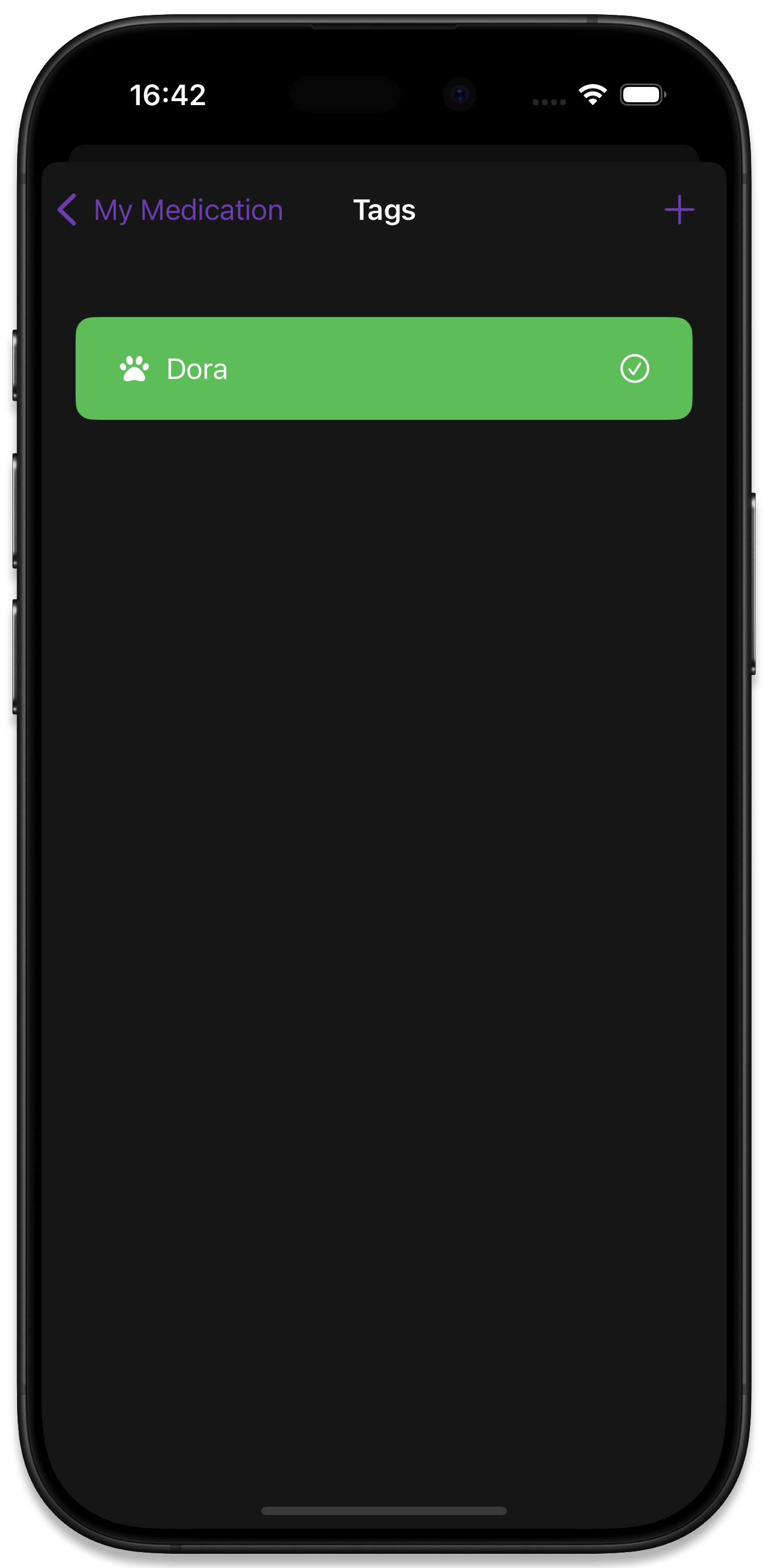 The tag list with a new tag added