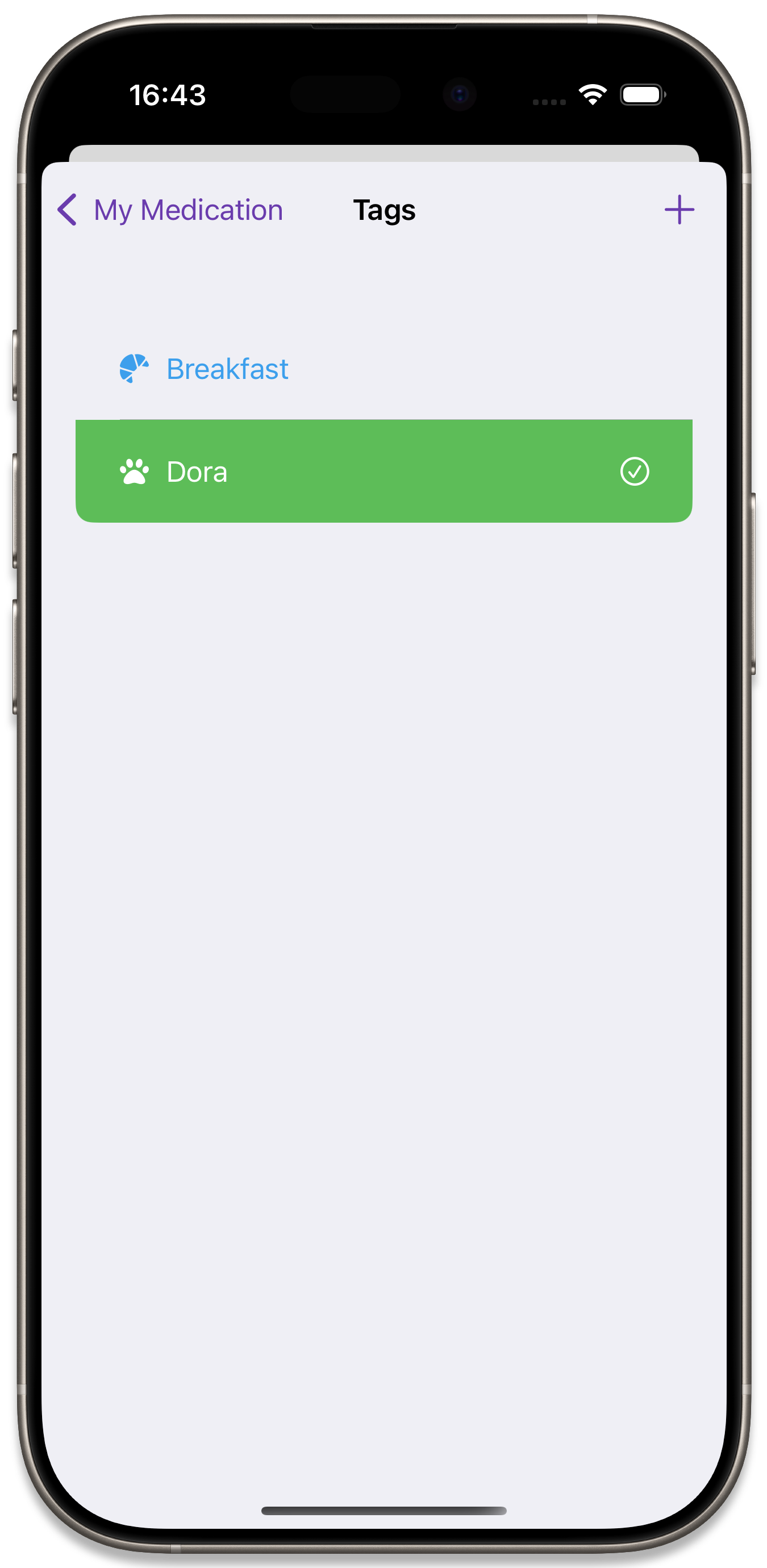 A list of tags available to add to a medication