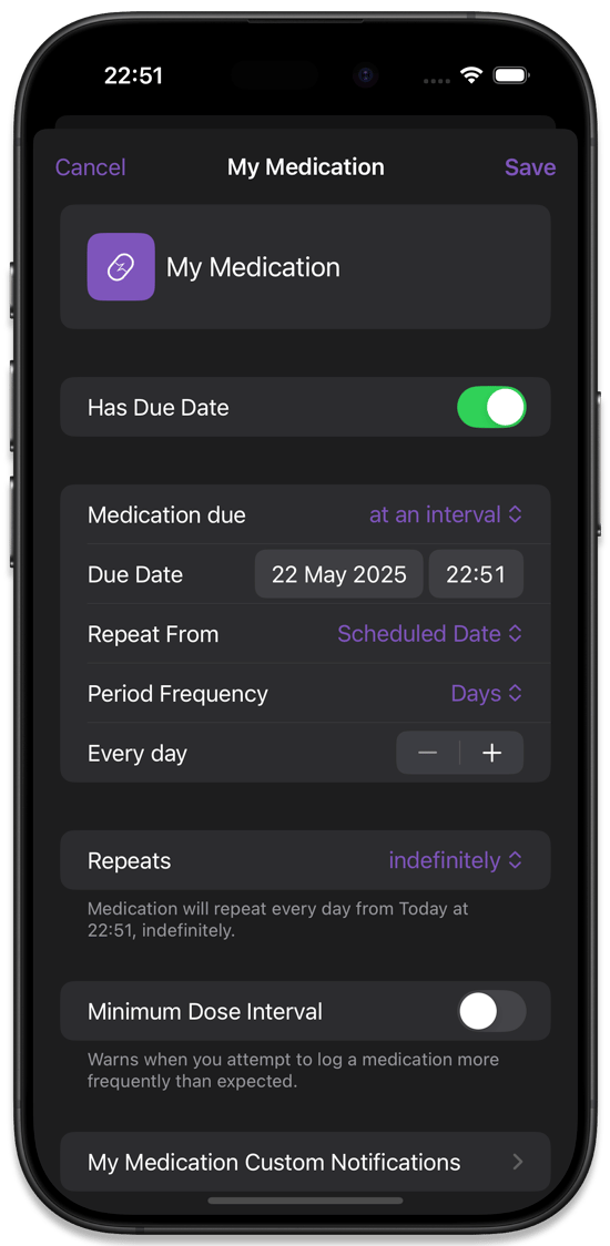 A medication due at an interval
