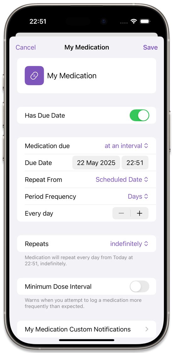 A medication due at an interval