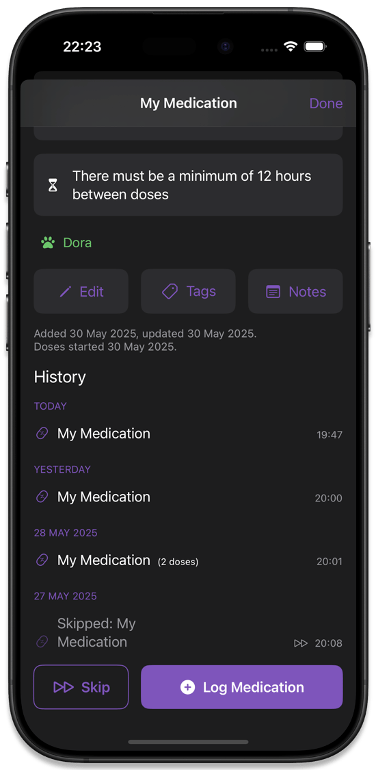 Medication Details History