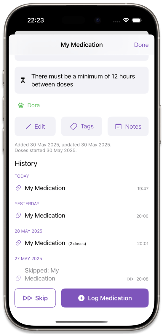 Medication Details History