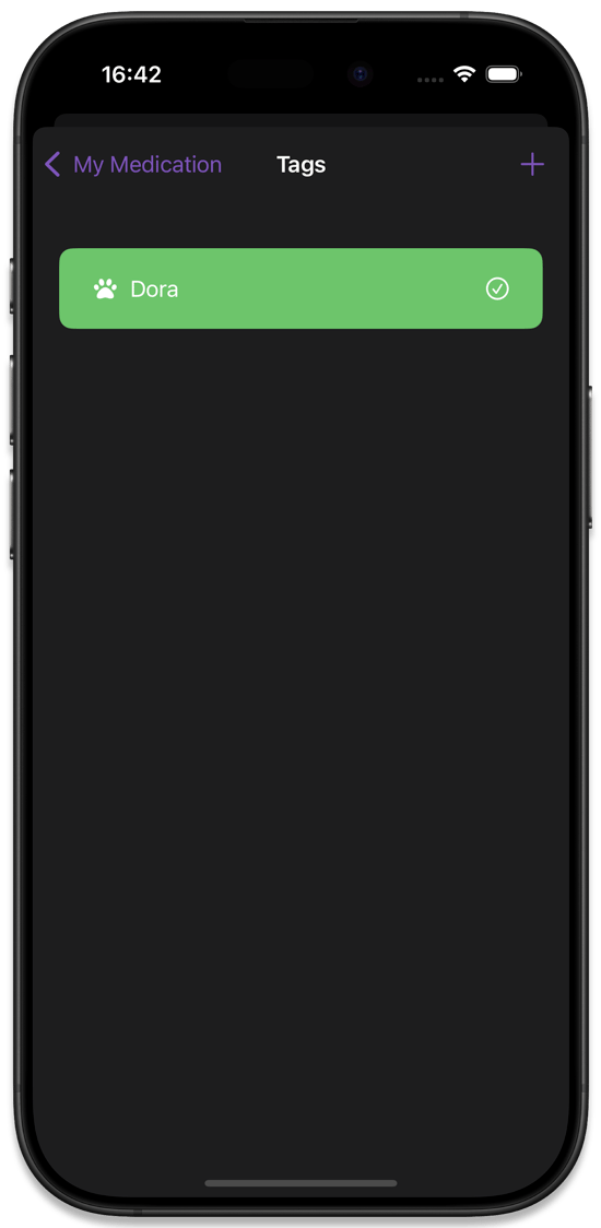 The tag list with a new tag added
