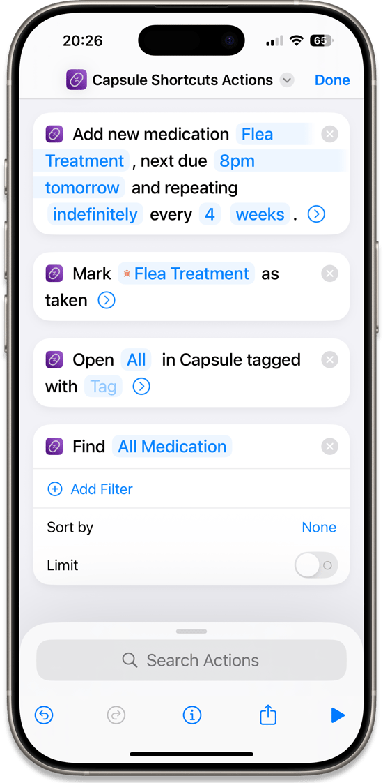 Capsule's Shortcuts Actions